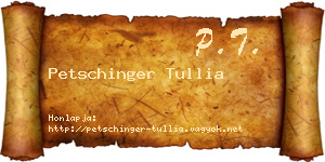 Petschinger Tullia névjegykártya